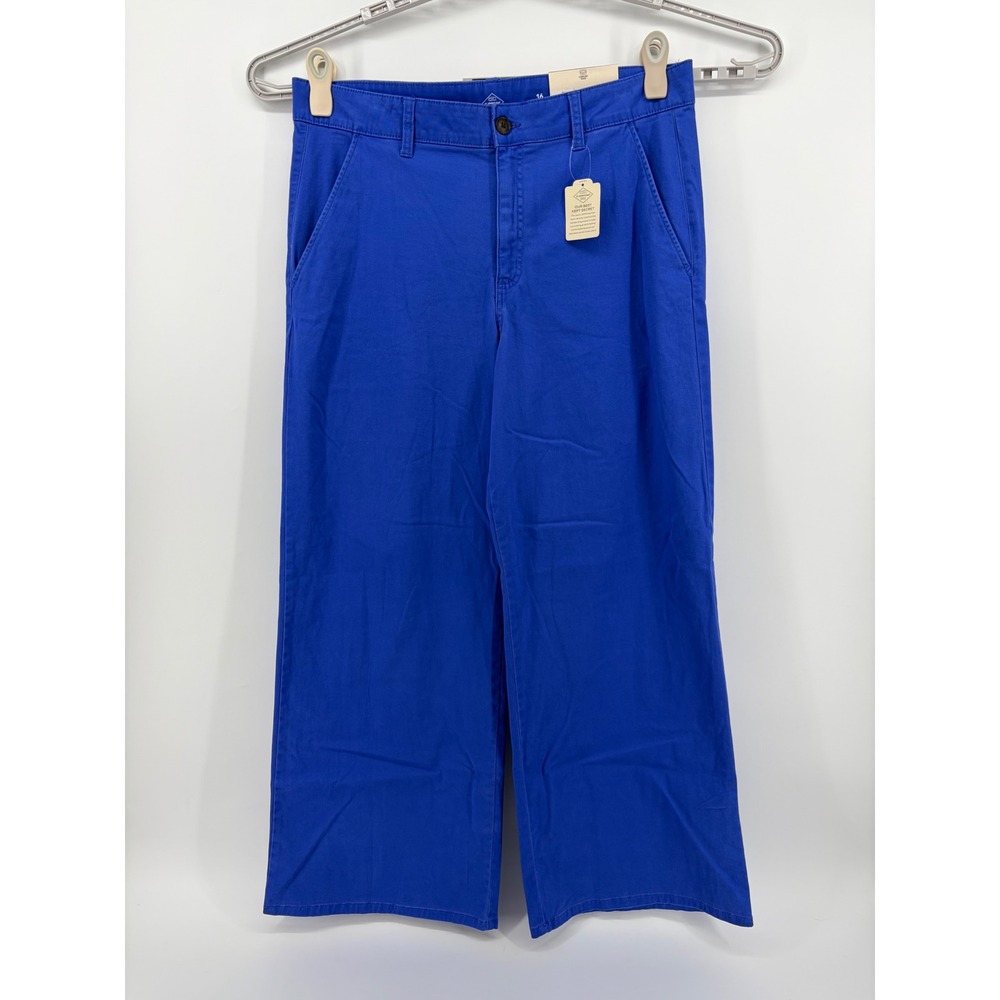 St.‎ John's Bay Womens 16 Blue Wide Leg Comfort Waist Twill Pants NEW